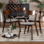 Load image into Gallery viewer, Baxton Studio Iora Mid-Century Modern Transitional Light Grey Fabric Upholstered And Walnut Brown Finished Wood 4-Piece Dining Chair Set
