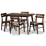 Load image into Gallery viewer, Baxton Studio Eleri Mid-Century Modern Transitional Light Beige Fabric Upholstered And Walnut Brown Finished Wood 5-Piece Dining Set
