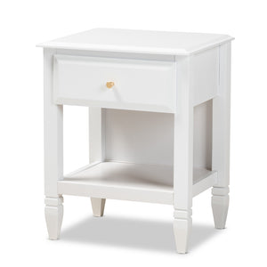 Baxton Studio Naomi Classic And Transitional White Finished Wood 1-Drawer Bedroom Nightstand