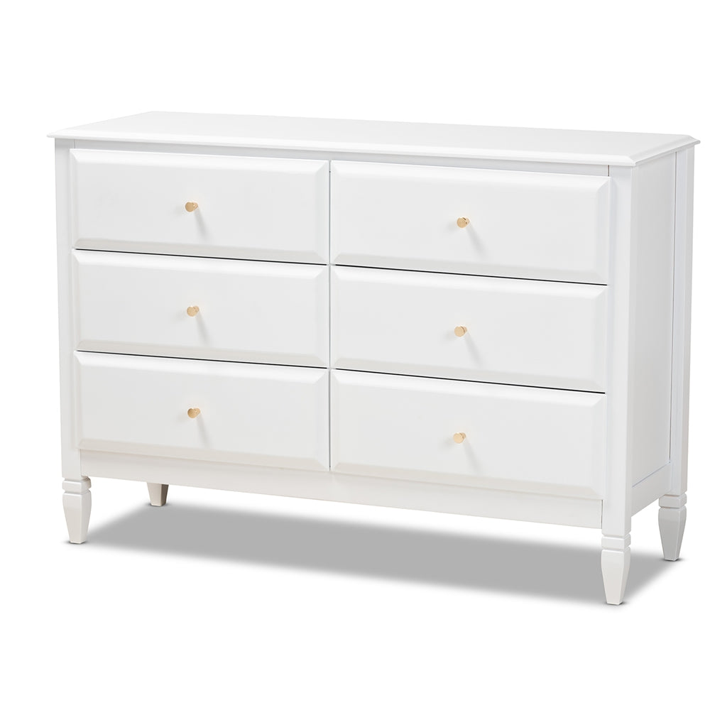 Baxton Studio Naomi Classic And Transitional White Finished Wood 6-Drawer Bedroom Dresser