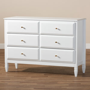 Baxton Studio Naomi Classic And Transitional White Finished Wood 6-Drawer Bedroom Dresser