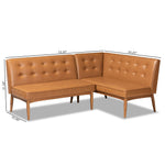 Load image into Gallery viewer, Baxton Studio Arvid Mid-Century Modern Tan Faux Leather Upholstered And Walnut Brown Finished Wood 2-Piece Dining Corner Sofa Bench
