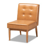 Load image into Gallery viewer, Baxton Studio Arvid Mid-Century Modern Tan Faux Leather Upholstered And Walnut Brown Finished Wood Dining Chair
