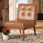 Load image into Gallery viewer, Baxton Studio Arvid Mid-Century Modern Tan Faux Leather Upholstered And Walnut Brown Finished Wood Dining Chair
