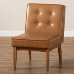 Load image into Gallery viewer, Baxton Studio Arvid Mid-Century Modern Tan Faux Leather Upholstered And Walnut Brown Finished Wood Dining Chair
