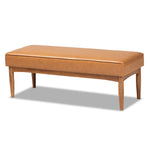 Load image into Gallery viewer, Baxton Studio Arvid Mid-Century Modern Tan Faux Leather Upholstered And Walnut Brown Finished Wood Dining Bench
