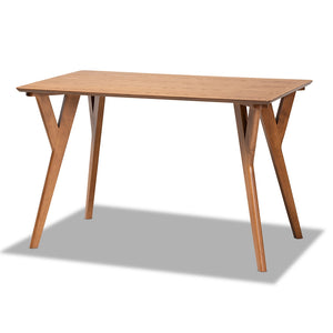 Baxton Studio Sahar Mid-Century Modern Transitional Walnut Brown Finished Wood Dining Table