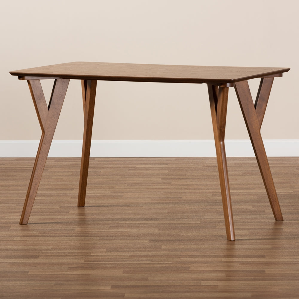 Baxton Studio Sahar Mid-Century Modern Transitional Walnut Brown Finished Wood Dining Table