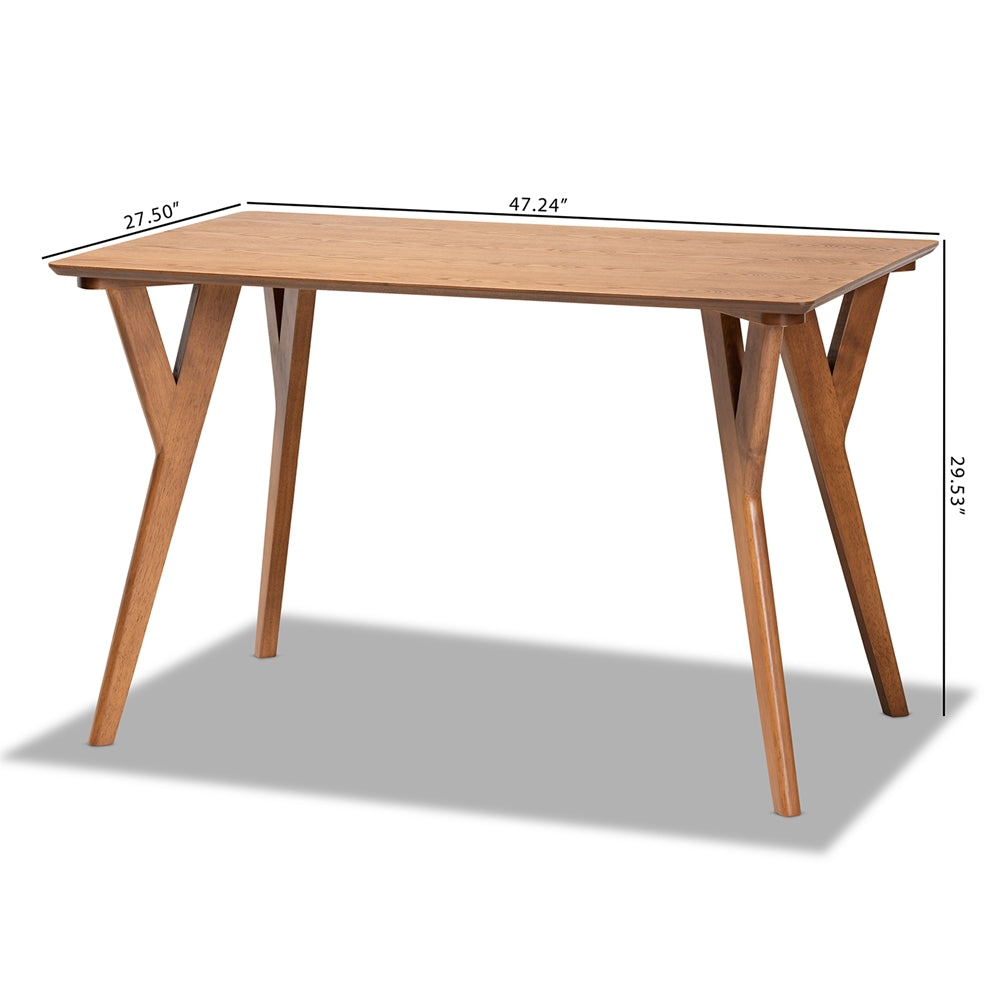 Baxton Studio Sahar Mid-Century Modern Transitional Walnut Brown Finished Wood Dining Table