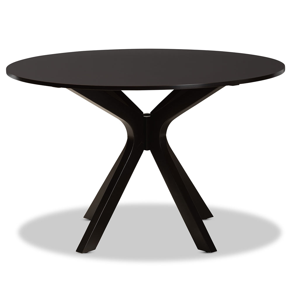 Baxton Studio Kenji Modern And Contemporary Dark Brown Finished 45-Inch-Wide Round Wood Dining Table