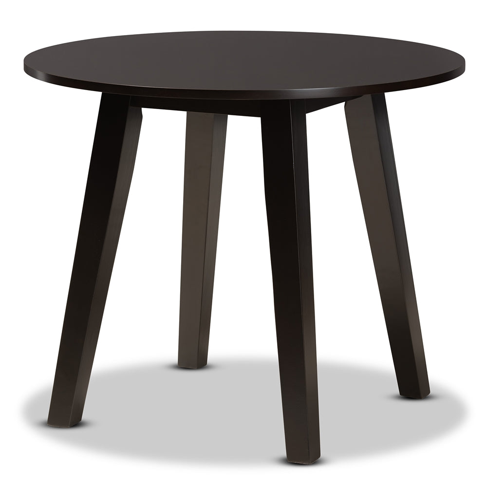 Baxton Studio Ela Modern And Contemporary Dark Brown Finished 35-Inch-Wide Round Wood Dining Table