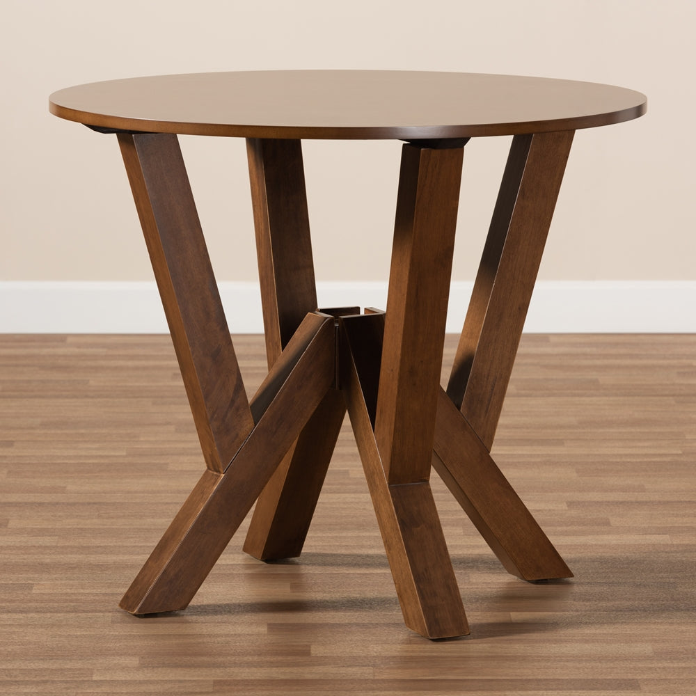 Baxton Studio Irene Modern And Contemporary Walnut Brown Finished 35-Inch-Wide Round Wood Dining Table