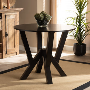 BAXTON STUDIO IRENE MODERN AND CONTEMPORARY DARK BROWN FINISHED 35-INCH-WIDE ROUND WOOD DINING TABLE