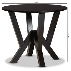 Baxton Studio Irene Modern And Contemporary Dark Brown Finished 35-Inch-Wide Round Wood Dining Table