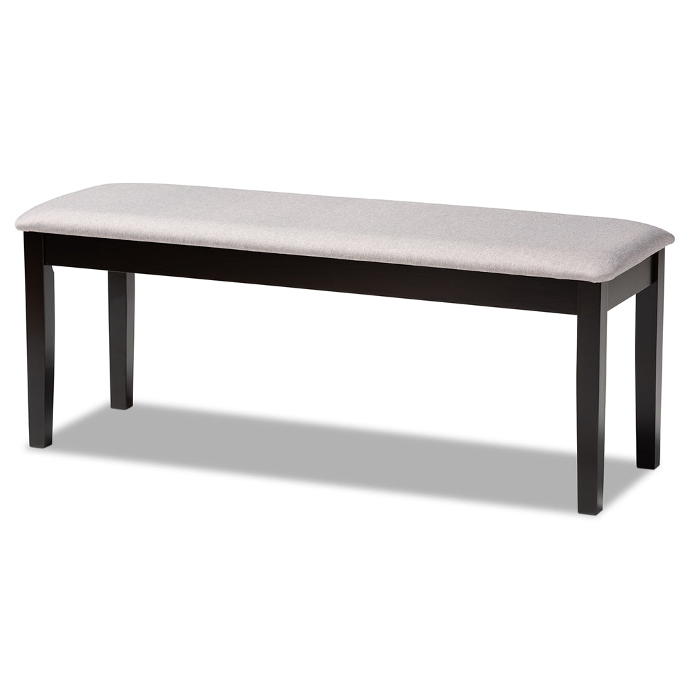 Baxton Studio Teresa Modern And Contemporary Transitional Grey Fabric Upholstered And Dark Brown Finished Wood Dining Bench