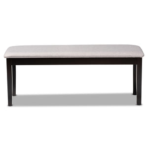 Baxton Studio Teresa Modern And Contemporary Transitional Grey Fabric Upholstered And Dark Brown Finished Wood Dining Bench