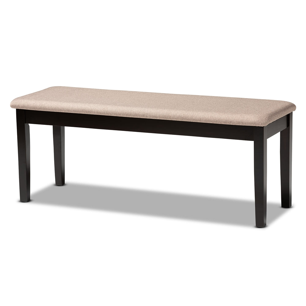 Baxton Studio Teresa Modern And Contemporary Transitional Sand Fabric Upholstered And Dark Brown Finished Wood Dining Bench