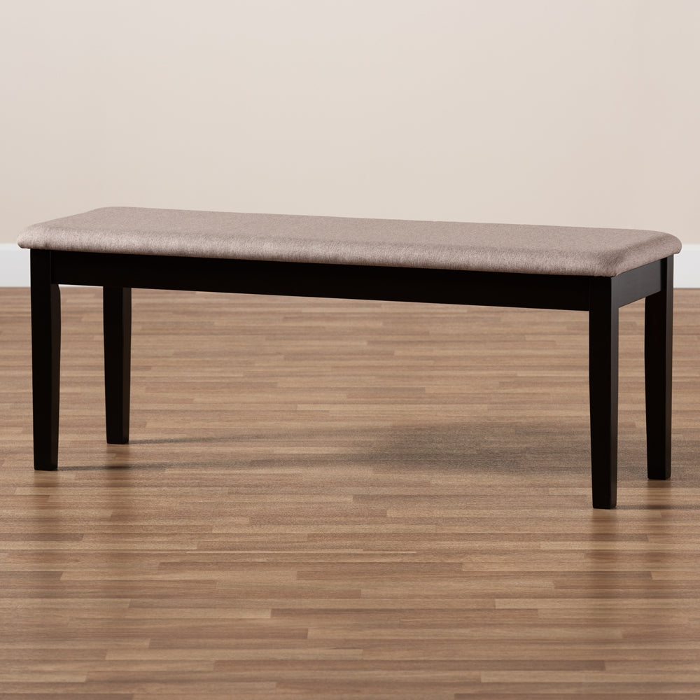 Baxton Studio Teresa Modern And Contemporary Transitional Sand Fabric Upholstered And Dark Brown Finished Wood Dining Bench