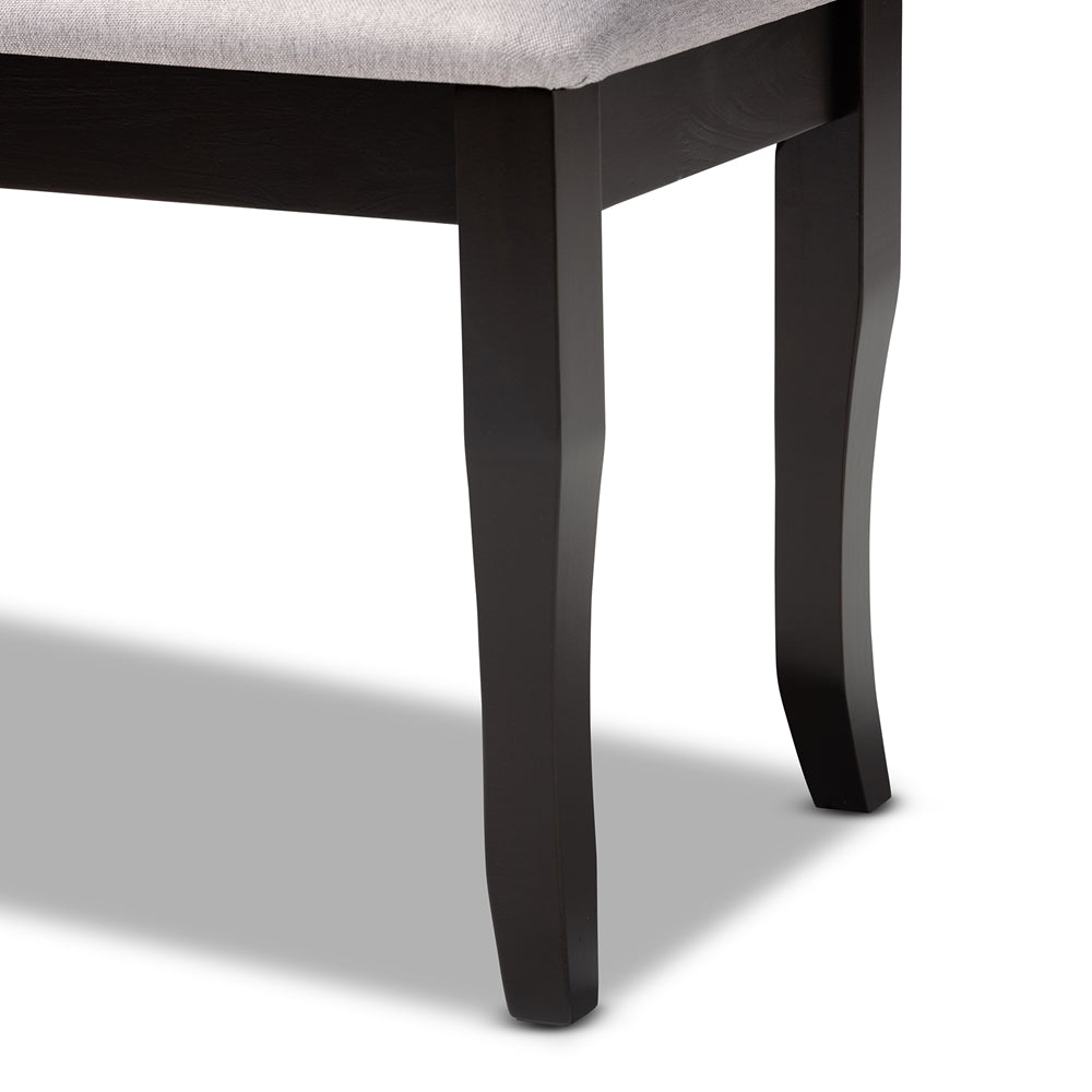 BAXTON STUDIO CORNELIE MODERN AND CONTEMPORARY TRANSITIONAL GREY FABRIC UPHOLSTERED AND DARK BROWN FINISHED WOOD DINING BENCH