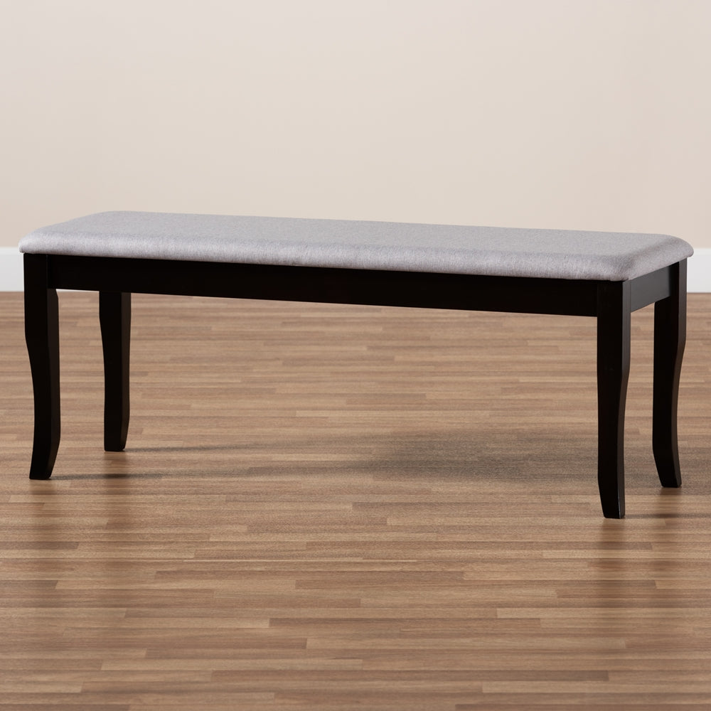 Baxton Studio Cornelie Modern And Contemporary Transitional Grey Fabric Upholstered And Dark Brown Finished Wood Dining Bench