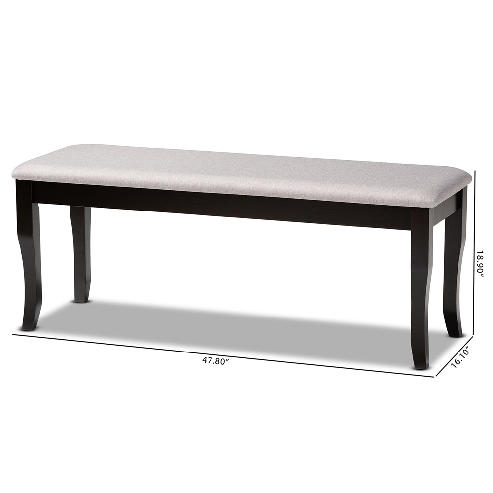 Baxton Studio Cornelie Modern And Contemporary Transitional Grey Fabric Upholstered And Dark Brown Finished Wood Dining Bench