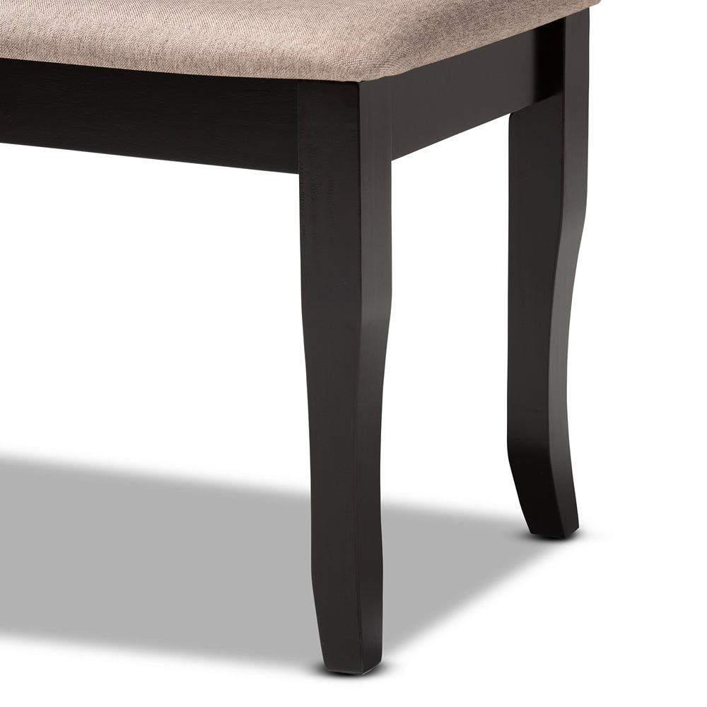 BAXTON STUDIO CORNELIE MODERN AND CONTEMPORARY TRANSITIONAL SAND FABRIC UPHOLSTERED AND DARK BROWN FINISHED WOOD DINING BENCH