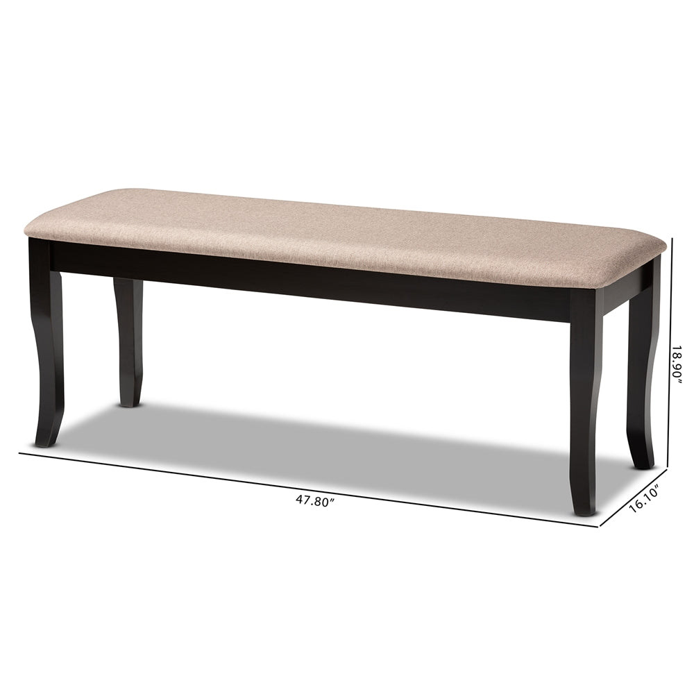 Baxton Studio Cornelie Modern And Contemporary Transitional Sand Fabric Upholstered And Dark Brown Finished Wood Dining Bench