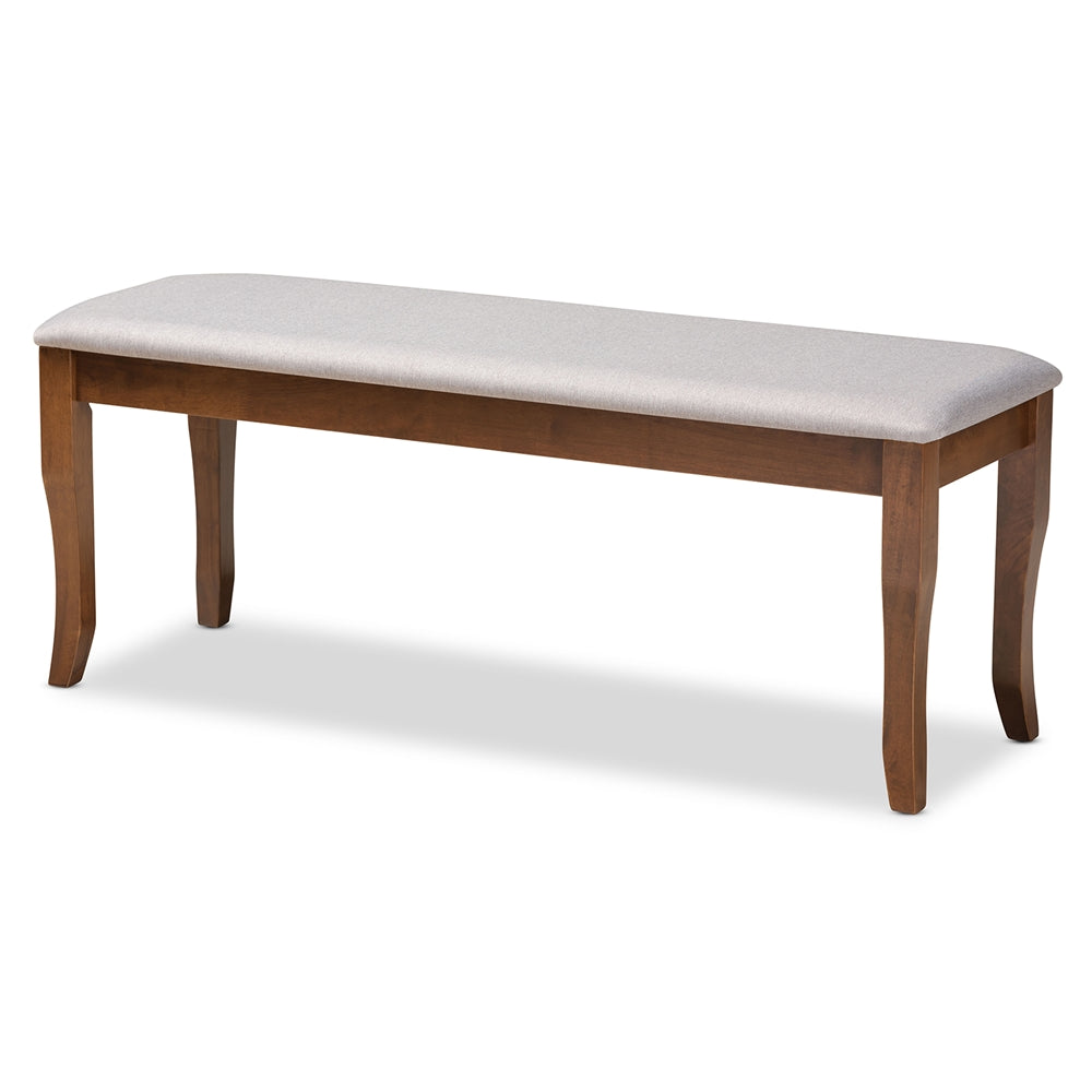 Baxton Studio Cornelie Modern and Contemporary Transitional Fabric Upholstered and Walnut Brown Finished Wood Dining Bench