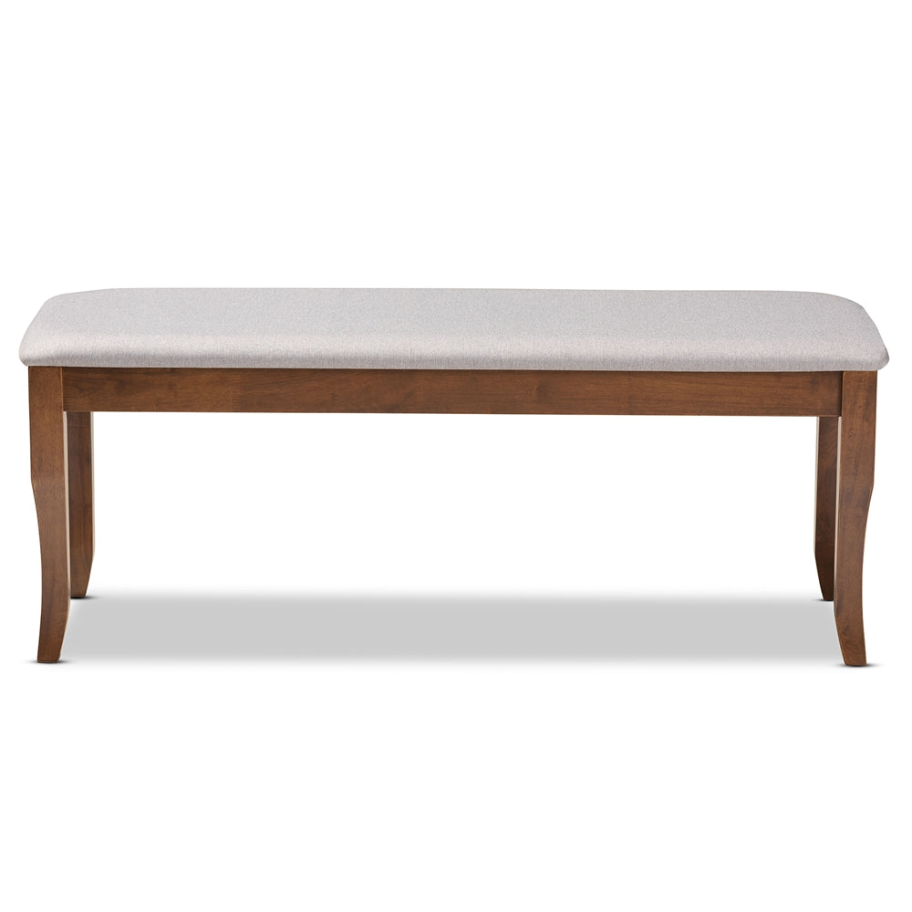 Baxton Studio Cornelie Modern And Contemporary Transitional Grey Fabric Upholstered And Walnut Brown Finished Wood Dining Bench