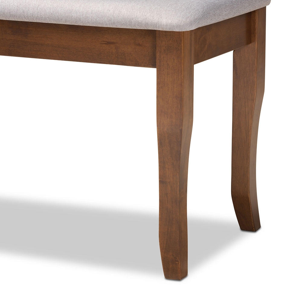 BAXTON STUDIO CORNELIE MODERN AND CONTEMPORARY TRANSITIONAL GREY FABRIC UPHOLSTERED AND WALNUT BROWN FINISHED WOOD DINING BENCH