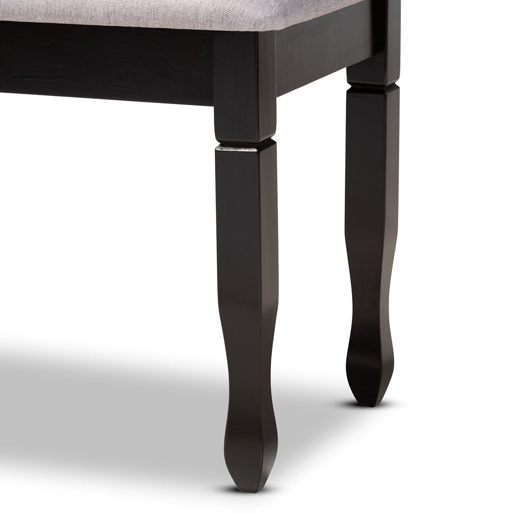 BAXTON STUDIO COREY MODERN AND CONTEMPORARY GREY FABRIC UPHOLSTERED AND DARK BROWN FINISHED WOOD DINING BENCH