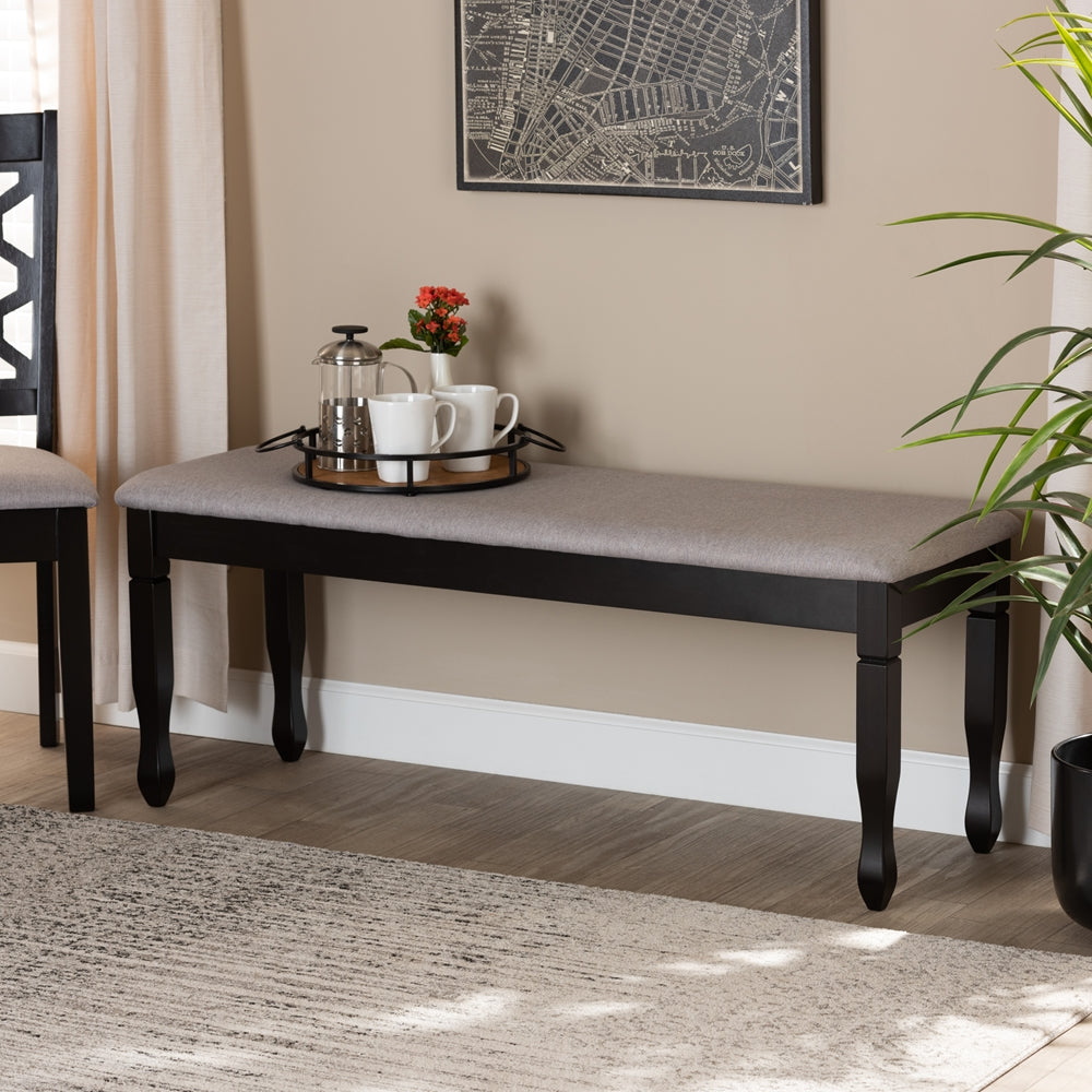 Baxton Studio Corey Modern And Contemporary Grey Fabric Upholstered And Dark Brown Finished Wood Dining Bench