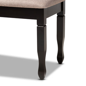 BAXTON STUDIO COREY MODERN AND CONTEMPORARY SAND FABRIC UPHOLSTERED AND DARK BROWN FINISHED WOOD DINING BENCH