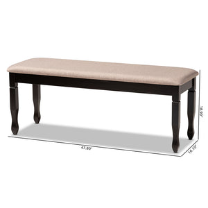 Baxton Studio Corey Modern And Contemporary Sand Fabric Upholstered And Dark Brown Finished Wood Dining Bench