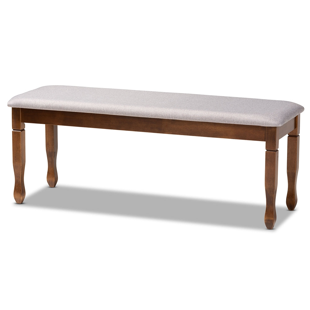 Baxton Studio Corey Modern And Contemporary Grey Fabric Upholstered And Walnut Brown Finished Wood Dining Bench