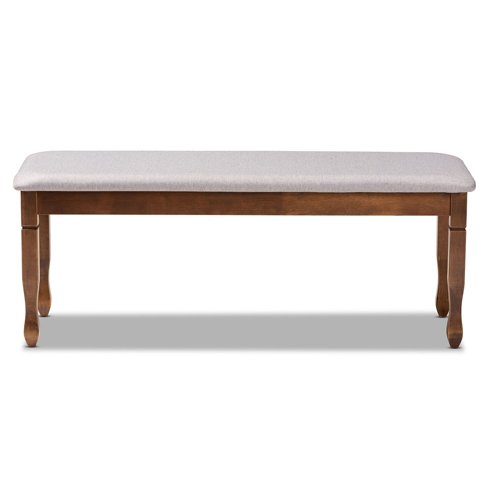 Baxton Studio Corey Modern And Contemporary Grey Fabric Upholstered And Walnut Brown Finished Wood Dining Bench