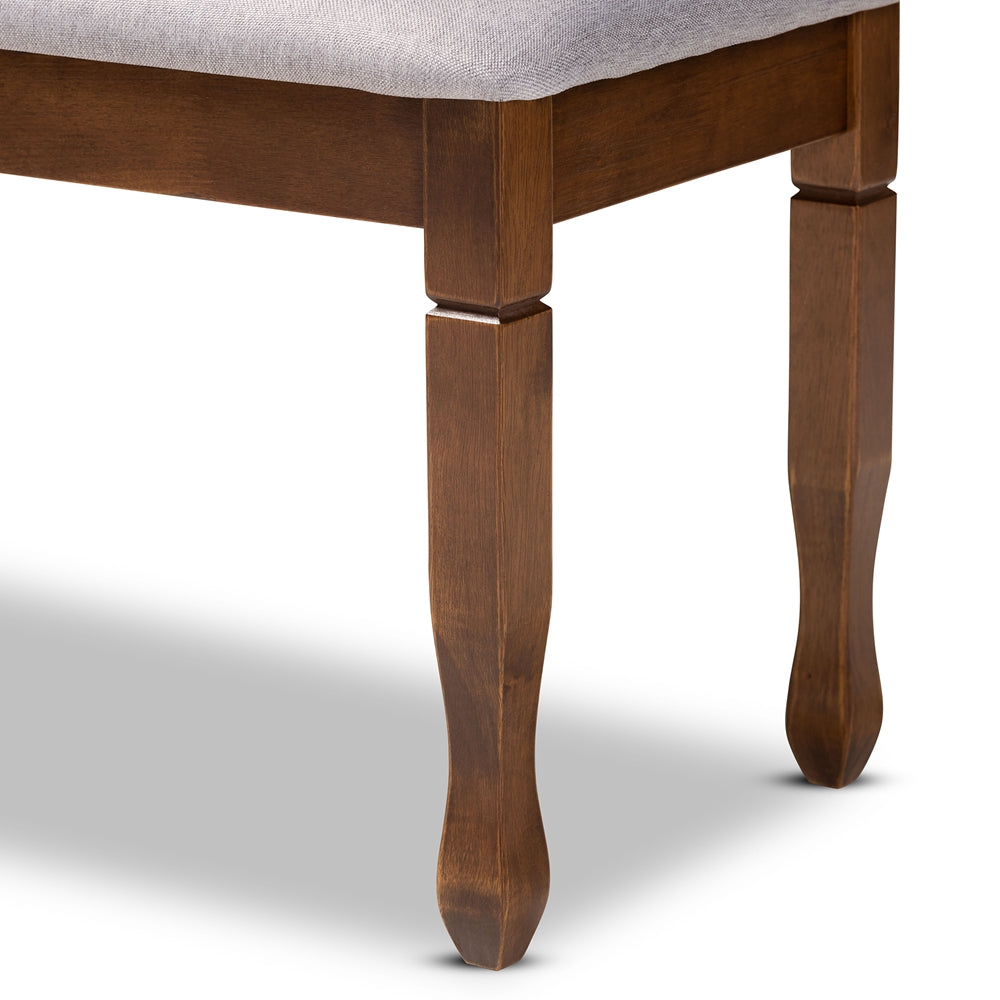 BAXTON STUDIO COREY MODERN AND CONTEMPORARY GREY FABRIC UPHOLSTERED AND WALNUT BROWN FINISHED WOOD DINING BENCH