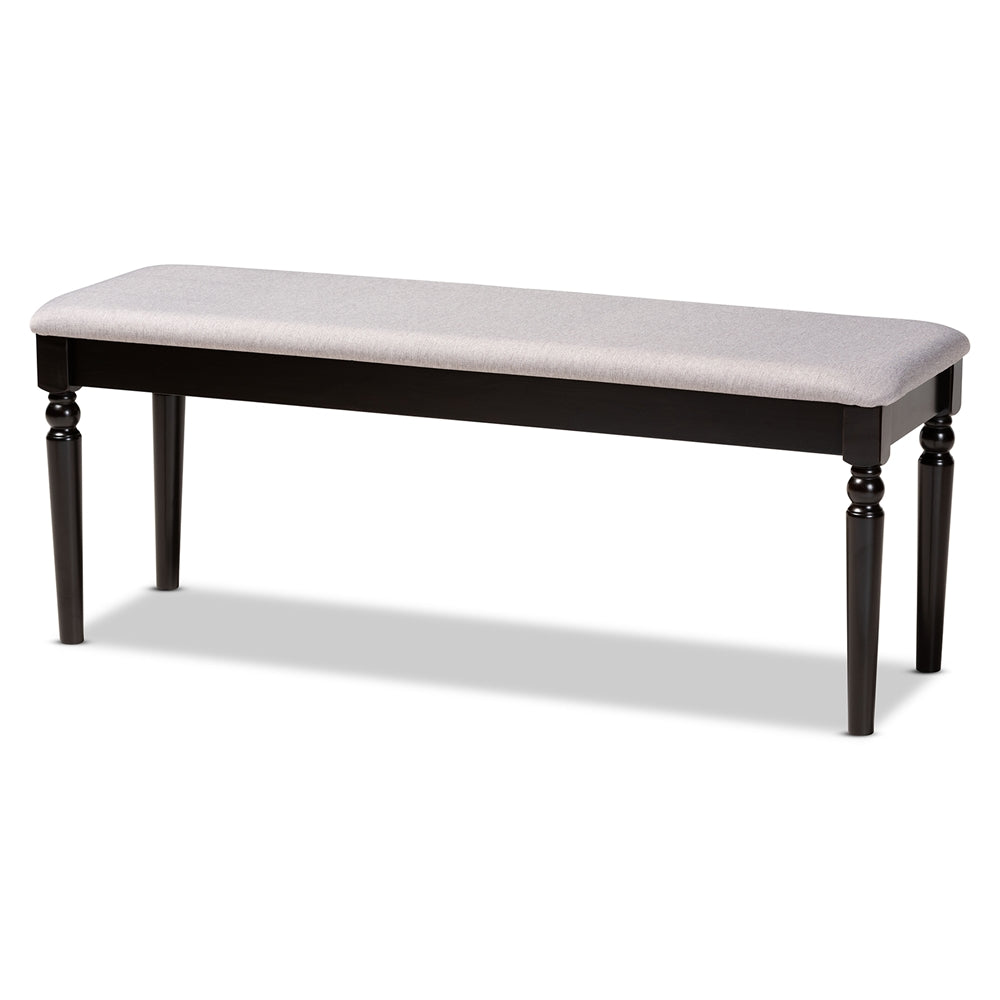 Baxton Studio Giovanni Modern And Contemporary Grey Fabric Upholstered And Dark Brown Finished Wood Dining Bench