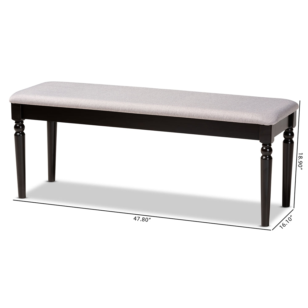 Baxton Studio Giovanni Modern And Contemporary Grey Fabric Upholstered And Dark Brown Finished Wood Dining Bench