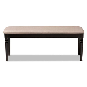 Baxton Studio Giovanni Modern And Contemporary Sand Fabric Upholstered And Dark Brown Finished Wood Dining Bench