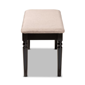 Baxton Studio Giovanni Modern And Contemporary Sand Fabric Upholstered And Dark Brown Finished Wood Dining Bench