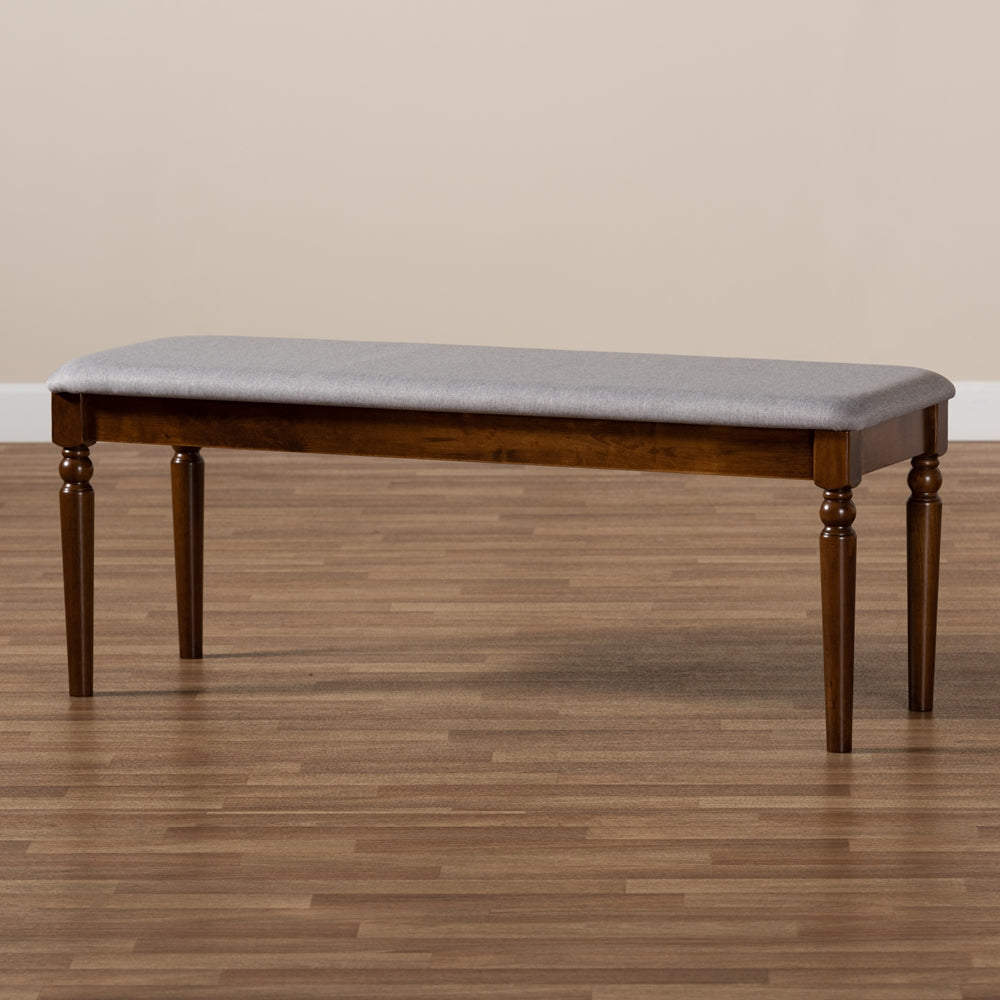 Baxton Studio Giovanni Modern And Contemporary Grey Fabric Upholstered And Walnut Brown Finished Wood Dining Bench