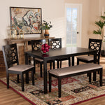 Load image into Gallery viewer, Baxton Studio Gabriel Modern And Contemporary Sand Fabric Upholstered And Dark Brown Finished Wood 6-Piece Dining Set
