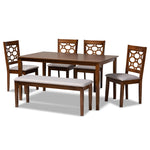 Load image into Gallery viewer, Baxton Studio Gabriel Modern And Contemporary Grey Fabric Upholstered And Walnut Brown Finished Wood 6-Piece Dining Set
