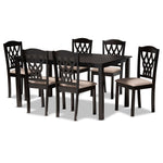 Load image into Gallery viewer, Baxton Studio Salem Modern And Contemporary Sand Fabric Upholstered And Dark Brown Finished Wood 7-Piece Dining Set
