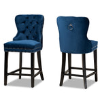 Load image into Gallery viewer, Baxton Studio Howell Modern Transitional Navy Blue Velvet Upholstered And Dark Brown Finished Wood 2-Piece Counter Stool Set
