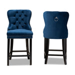 Load image into Gallery viewer, Baxton Studio Howell Modern Transitional Navy Blue Velvet Upholstered And Dark Brown Finished Wood 2-Piece Counter Stool Set
