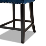 Load image into Gallery viewer, BAXTON STUDIO HOWELL MODERN TRANSITIONAL NAVY BLUE VELVET UPHOLSTERED AND DARK BROWN FINISHED WOOD 2-PIECE COUNTER STOOL SET
