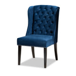 Load image into Gallery viewer, Baxton Studio Lamont Modern Contemporary Transitional Navy Blue Velvet Fabric Upholstered And Dark Brown Finished Wood Wingback Dining Chair
