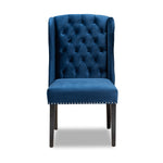 Load image into Gallery viewer, Baxton Studio Lamont Modern Contemporary Transitional Navy Blue Velvet Fabric Upholstered And Dark Brown Finished Wood Wingback Dining Chair
